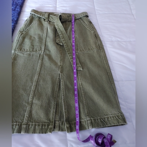 NWOT Madewell rigid seamed denim skirt with pockets and tie, size 24 - Picture 7 of 9
